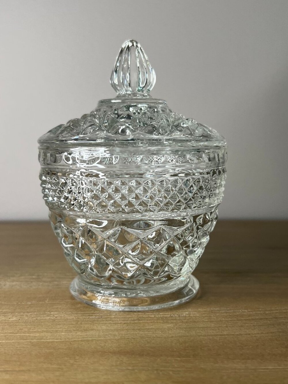 Vintage Anchor Hocking Wexford Glass Sugar Bowl With Lid